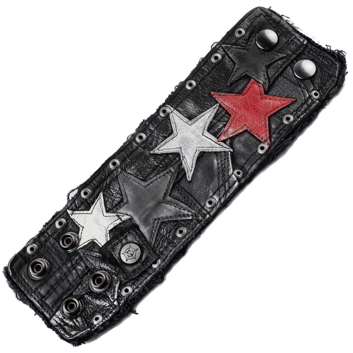 • Wornstar Custom Stage Wear Collection• Custom leather wrist band• Completely hand-made • Designed, made, and sold exclusively by Wornstar Clothing• Individually made; each one will vary slightly• Made with soft leather• Lined with fabric for comfort• Hand-studded detail• Hand-painted• Hand-distressed•