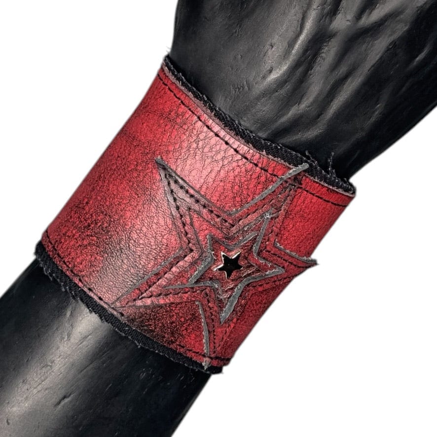 Custom Chop Shop Accessory Wornstar Custom - Wristband Leather Cuff - Kaleidoscope Red