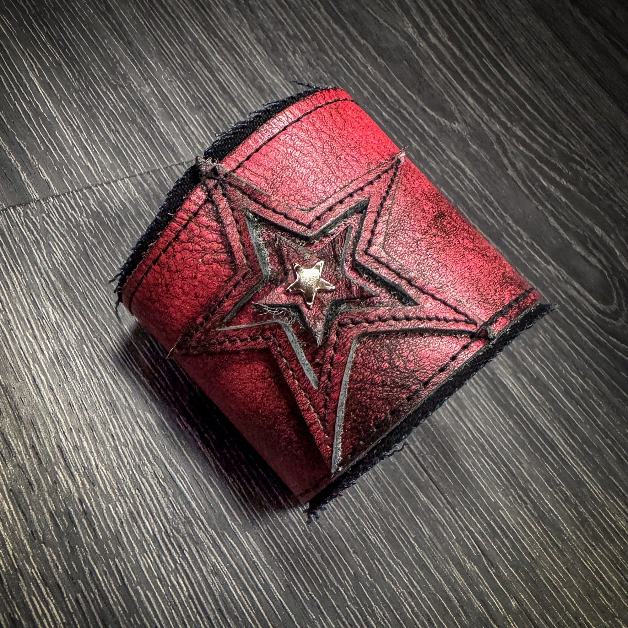 Custom Chop Shop Accessory Wornstar Custom - Wristband Leather Cuff - Kaleidoscope Red