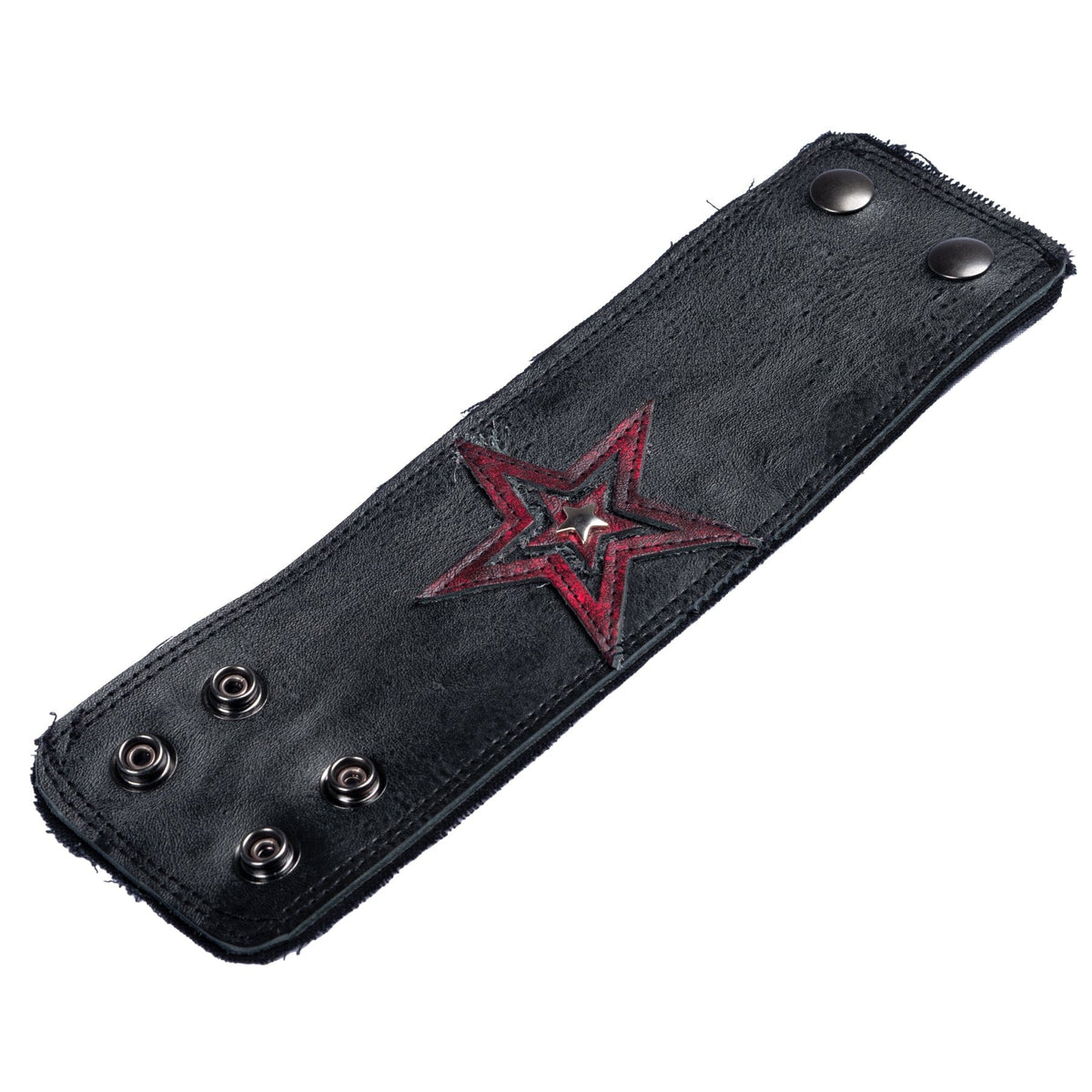 Custom Chop Shop Accessory Wornstar Custom - Wristband Leather Cuff - Kaleidoscope Red and Black
