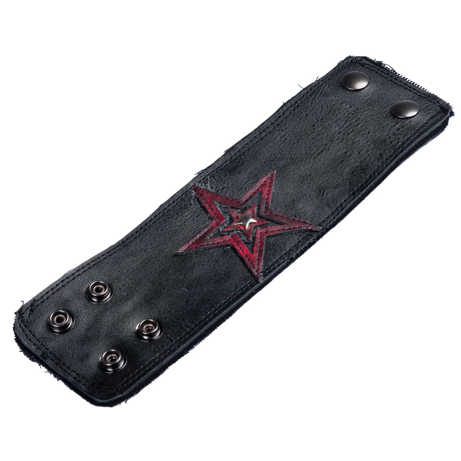 Custom Chop Shop Accessory Wornstar Custom - Wristband Leather Cuff - Kaleidoscope Red and Black