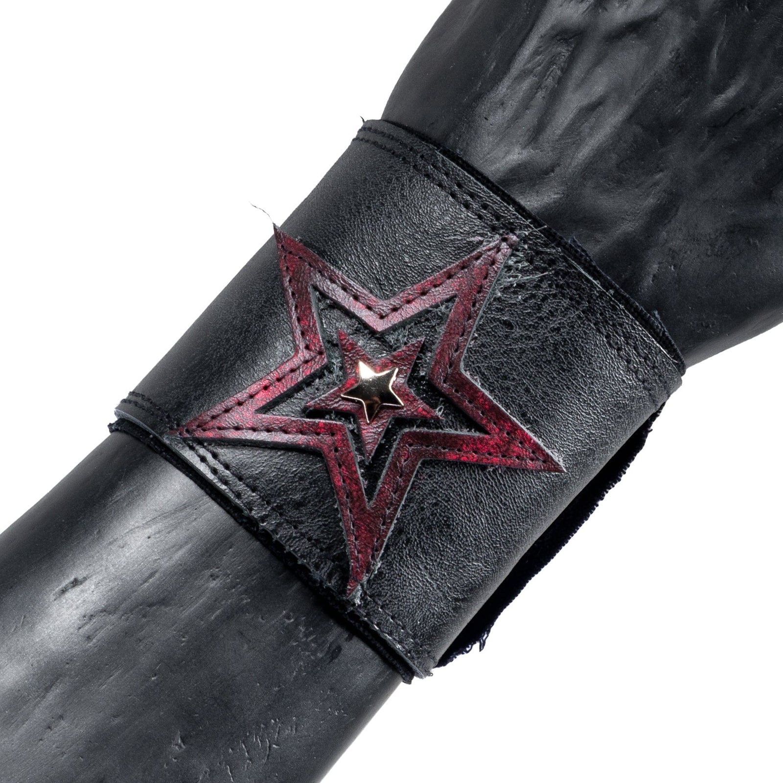 Custom Chop Shop Accessory Wornstar Custom - Wristband Leather Cuff - Kaleidoscope Red and Black