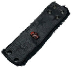 Wornstar Custom - Leather Bracelet - Black with Metal Crimson Skull