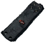 Wornstar Custom - Leather Bracelet - Black with Metal Crimson Skull