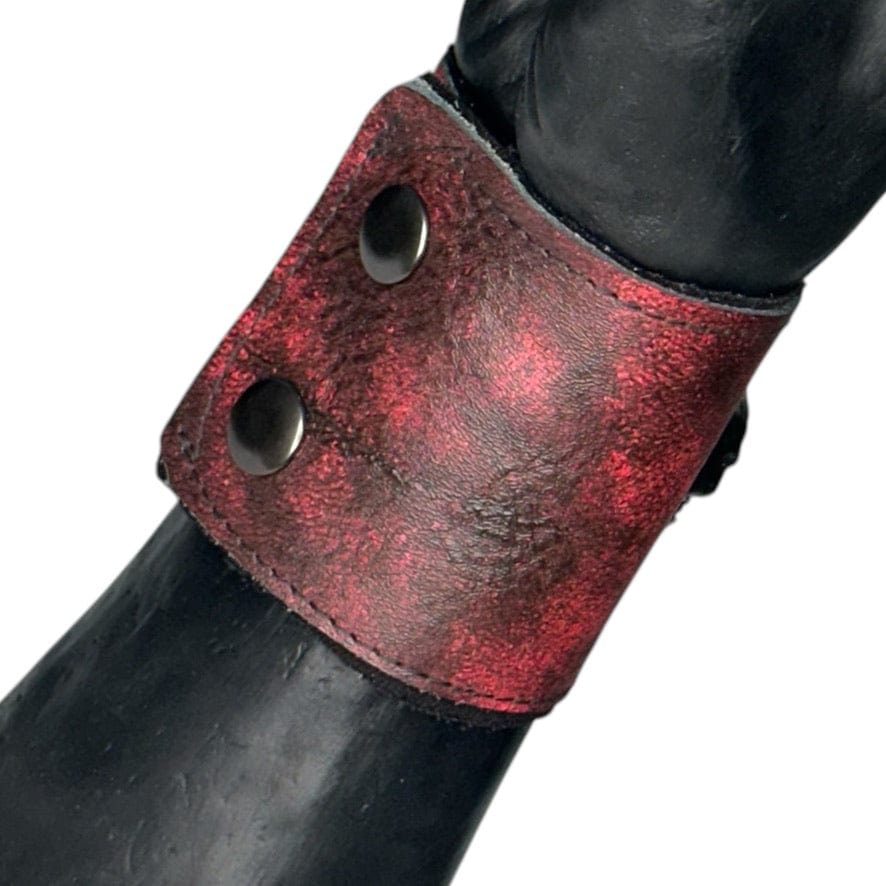 Custom Chop Shop Accessory Wornstar Custom - Wristband Leather Cuff - Red - Black Skull