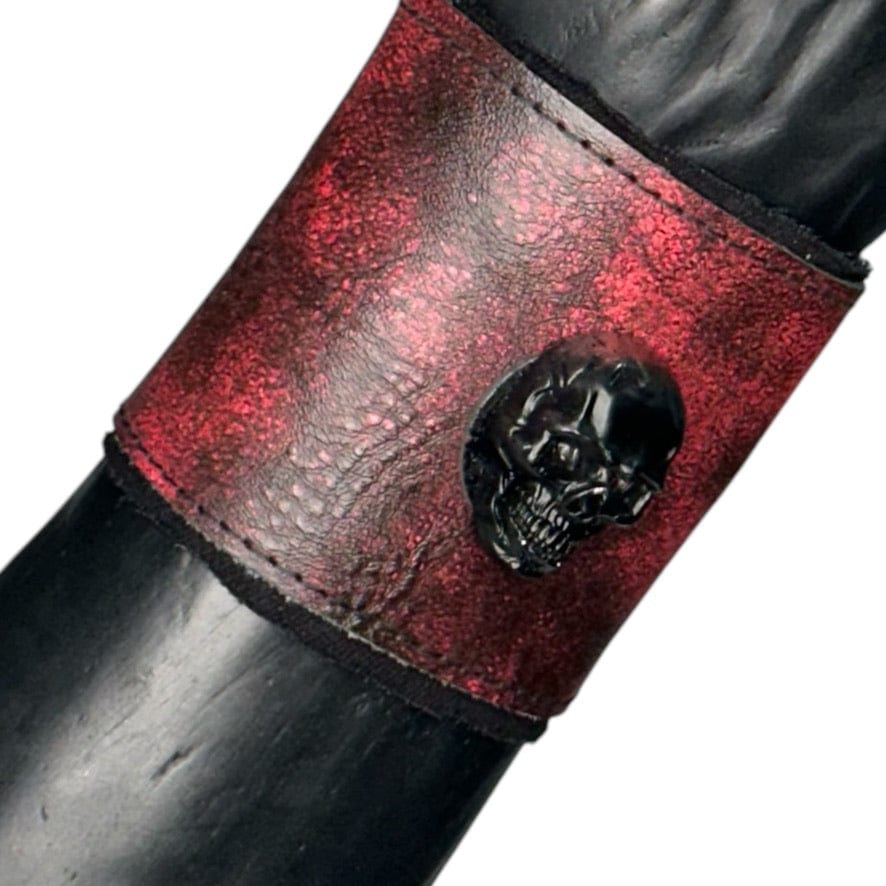 Custom Chop Shop Accessory Wornstar Custom - Wristband Leather Cuff - Red - Black Skull