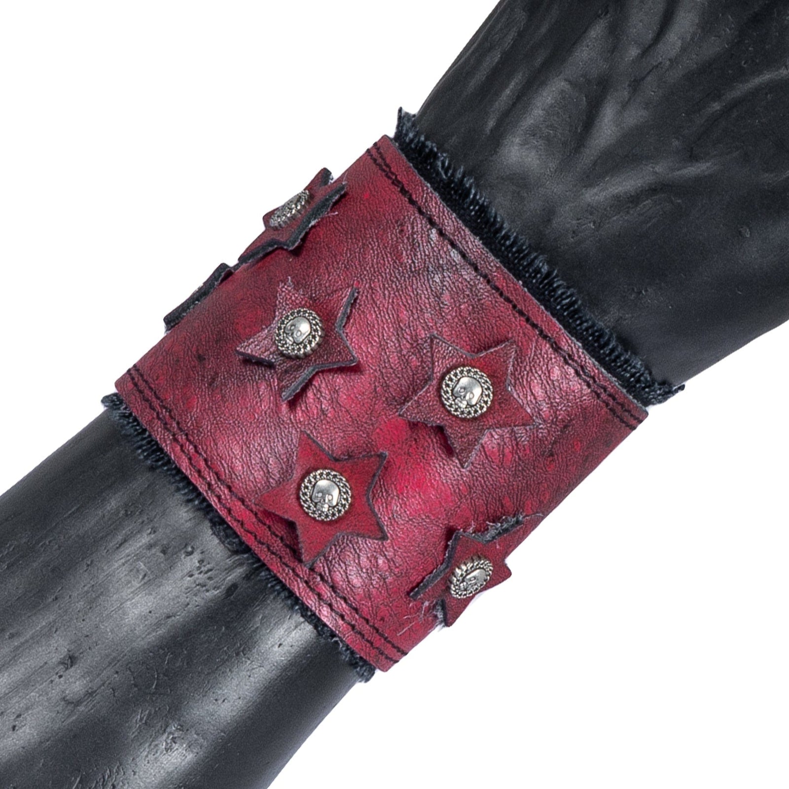 Custom Chop Shop Accessory Wornstar Custom - Wristband Leather Cuff - Star Sequence - Crimson
