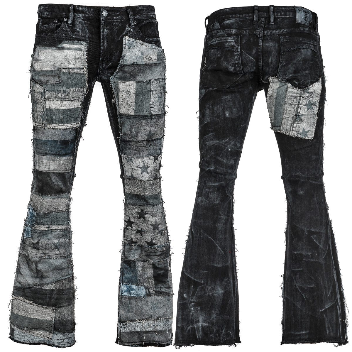 Custom Chop Shop Pants WornstarCustomJeans - ScarsandStripes - BlackWhiteBlue-Remnant.jpg