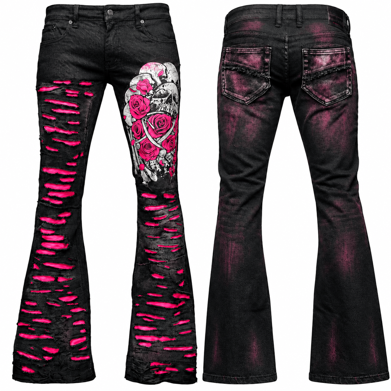 Custom Gallery Pants Wornstar Custom Jeans - Pink Heartbreaking Bones