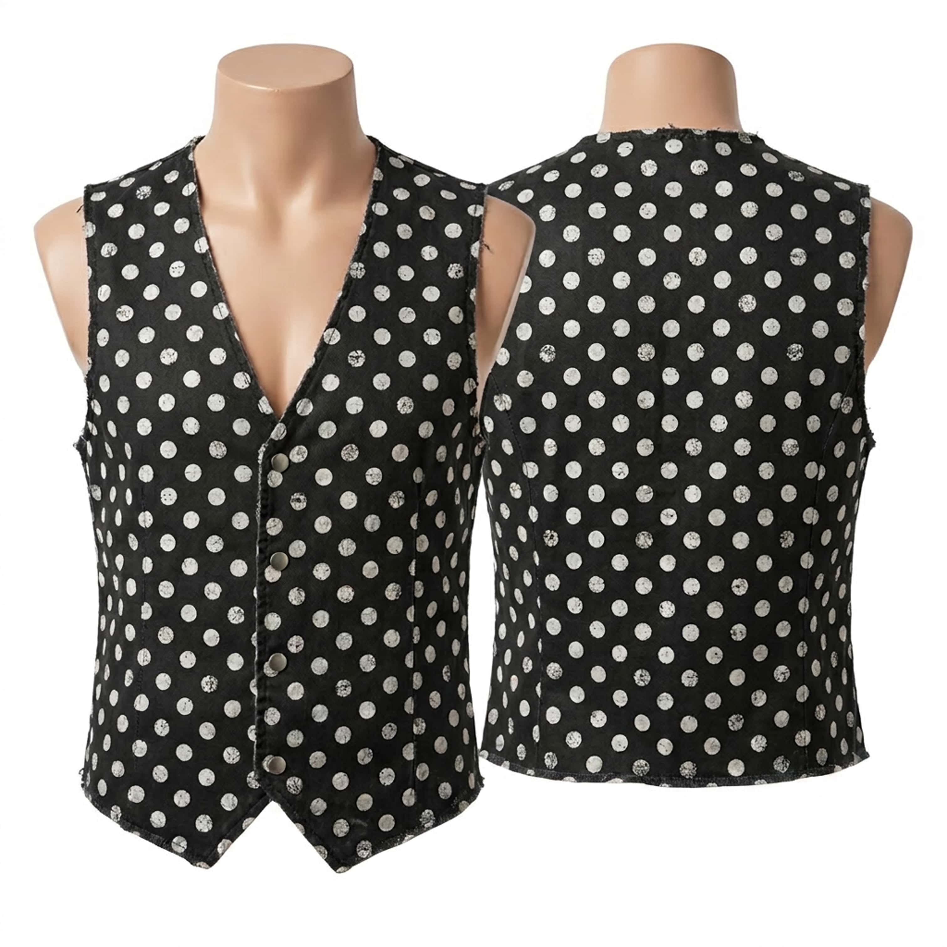Custom Gallery Jacket Wornstar Custom Vest - Polka Dots - Black and White