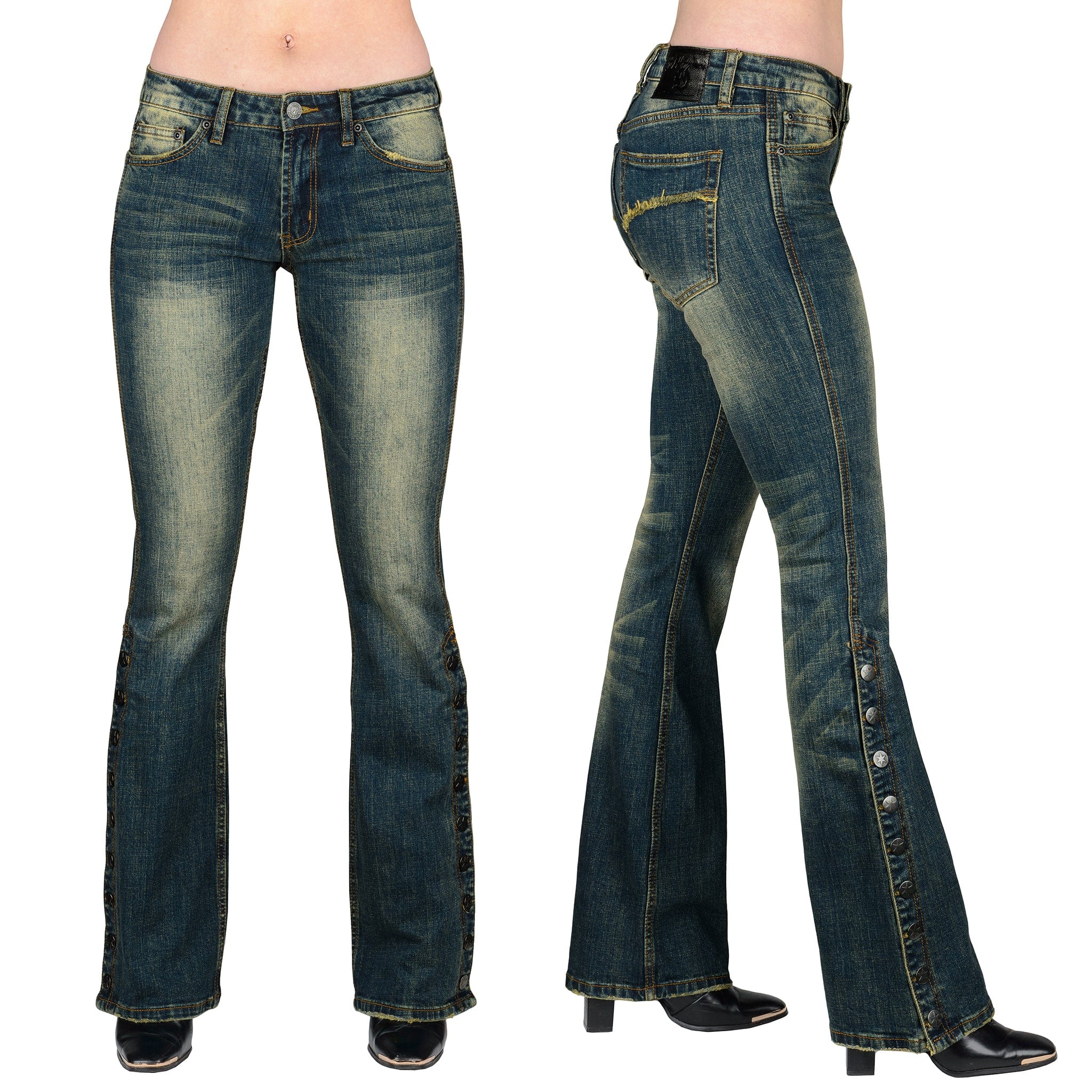 Essentials Collection Pants Hellraiser Side Button Unisex Jeans - Vintage Blue