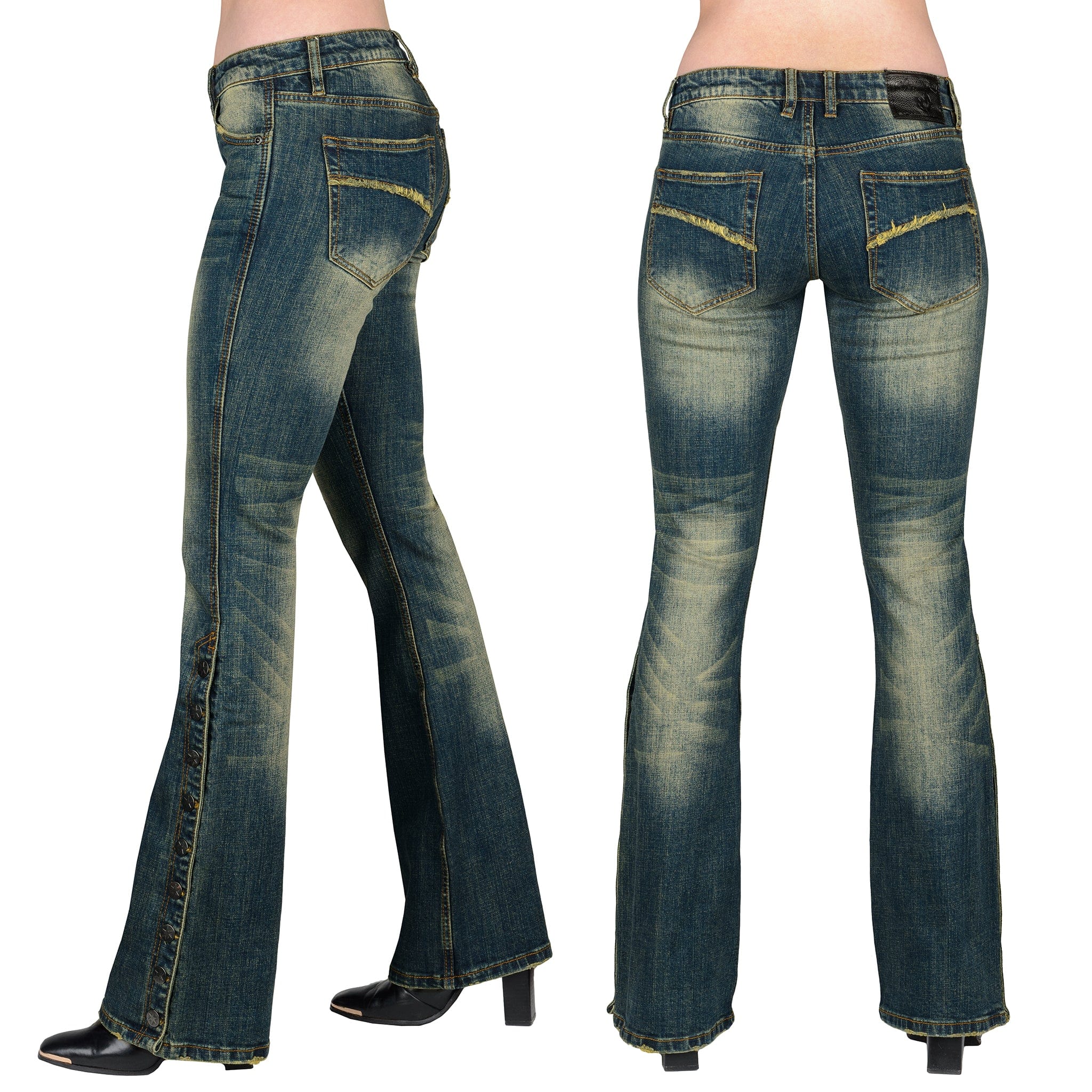 Essentials Collection Pants Hellraiser Side Button Unisex Jeans - Vintage Blue