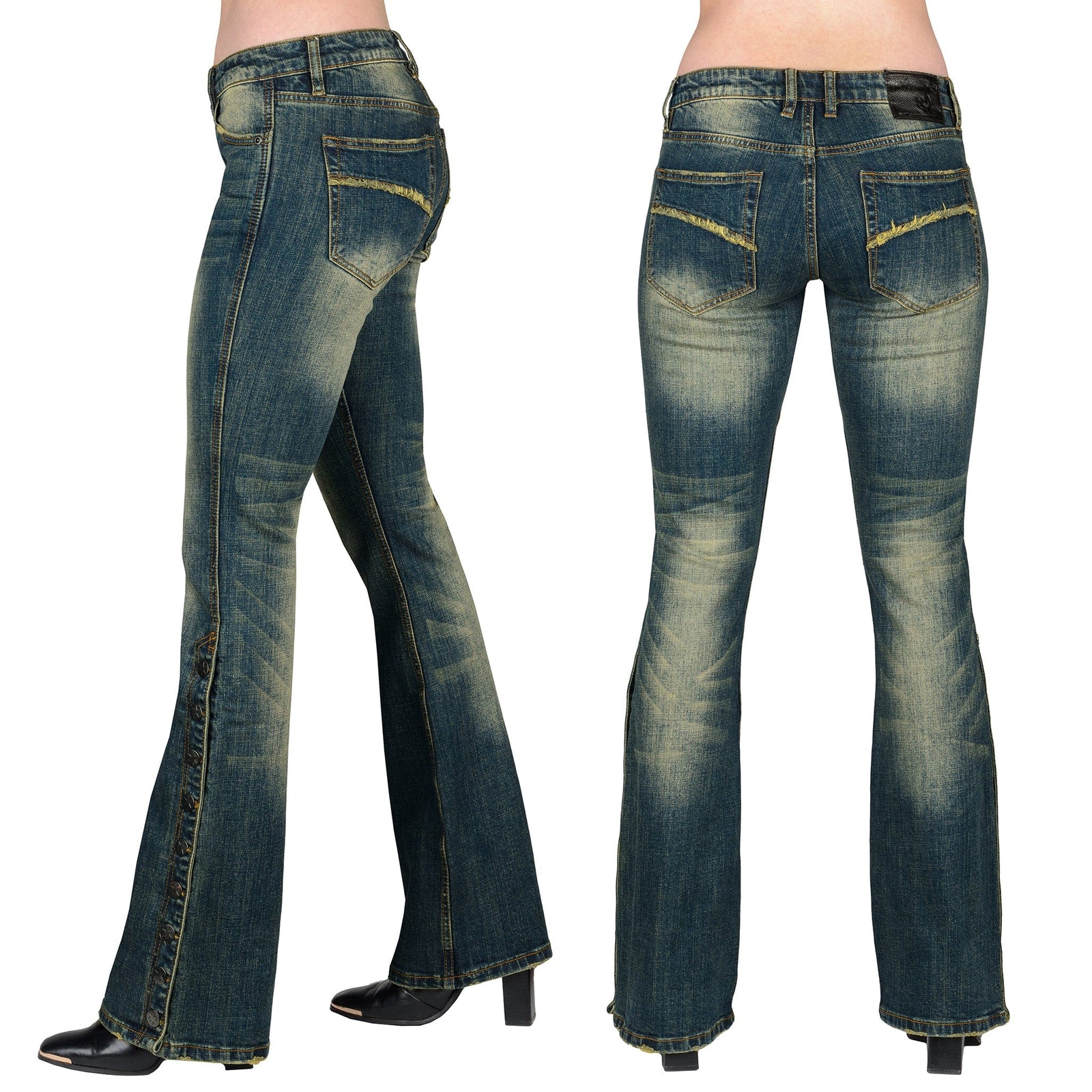 Essentials Collection Pants Hellraiser Side Button Unisex Jeans - Vintage Blue