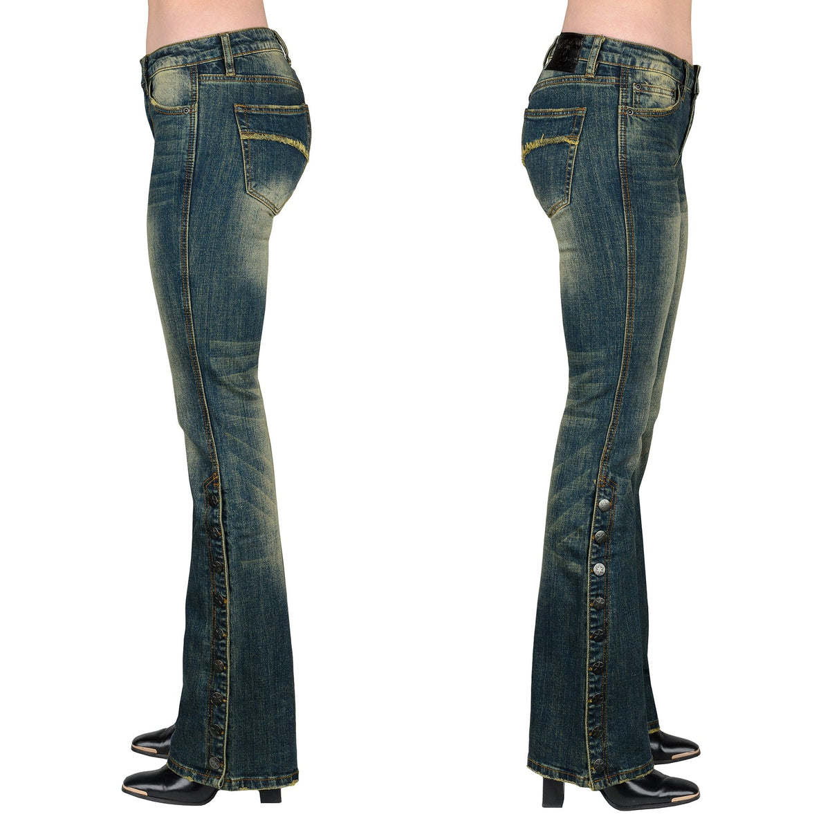 Essentials Collection Pants Hellraiser Side Button Unisex Jeans - Vintage Blue