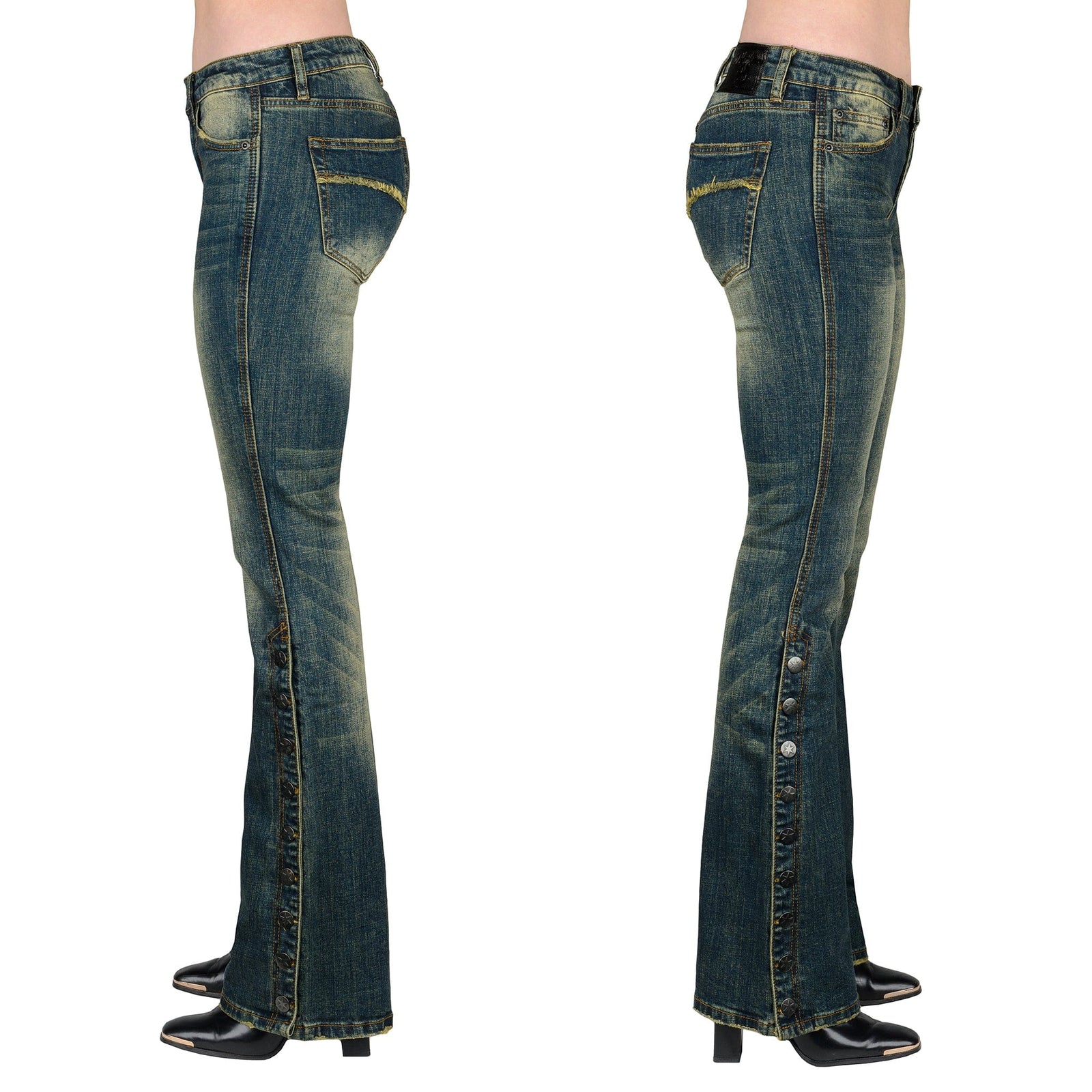 Essentials Collection Pants Hellraiser Side Button Unisex Jeans - Vintage Blue