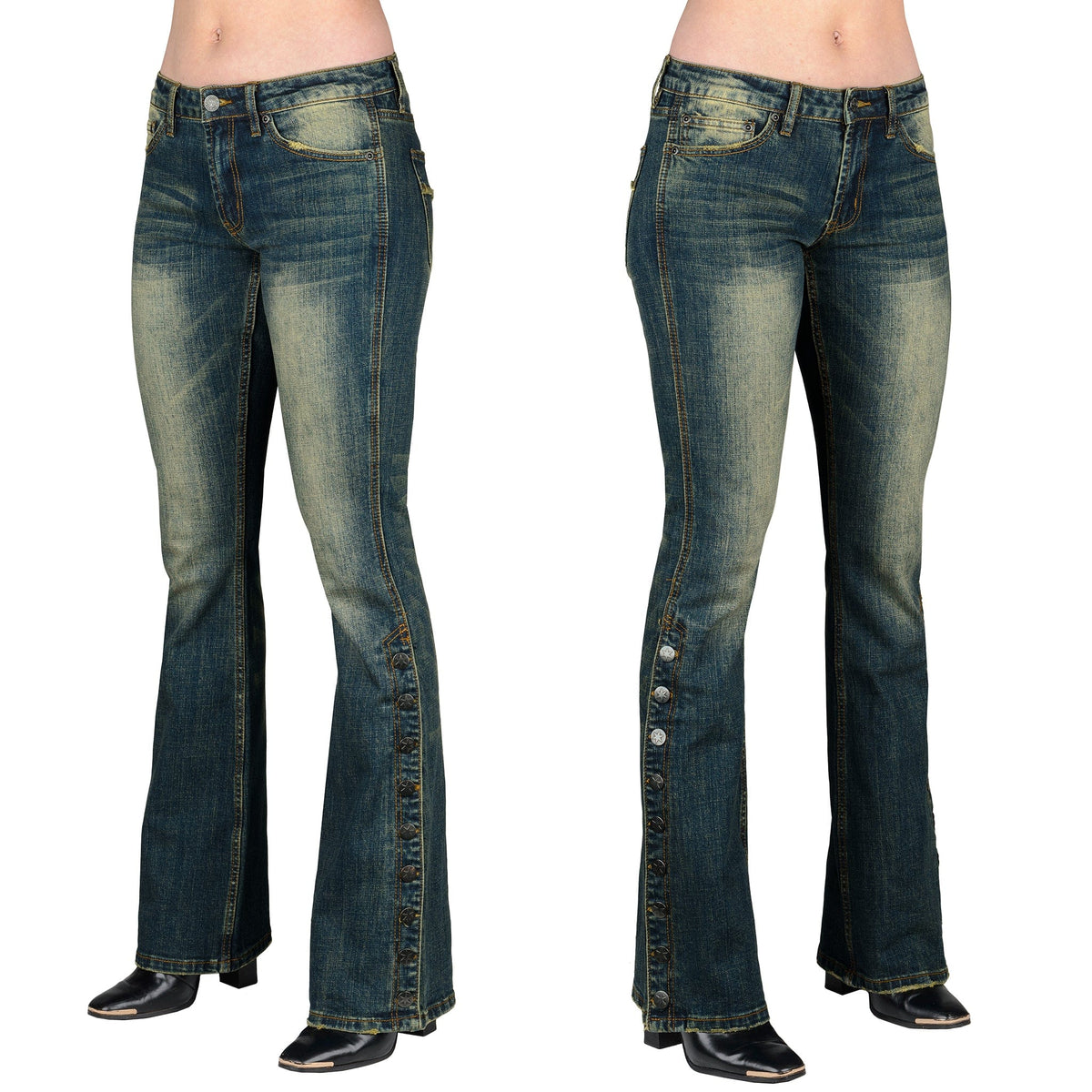 Essentials Collection Pants Hellraiser Side Button Unisex Jeans - Vintage Blue