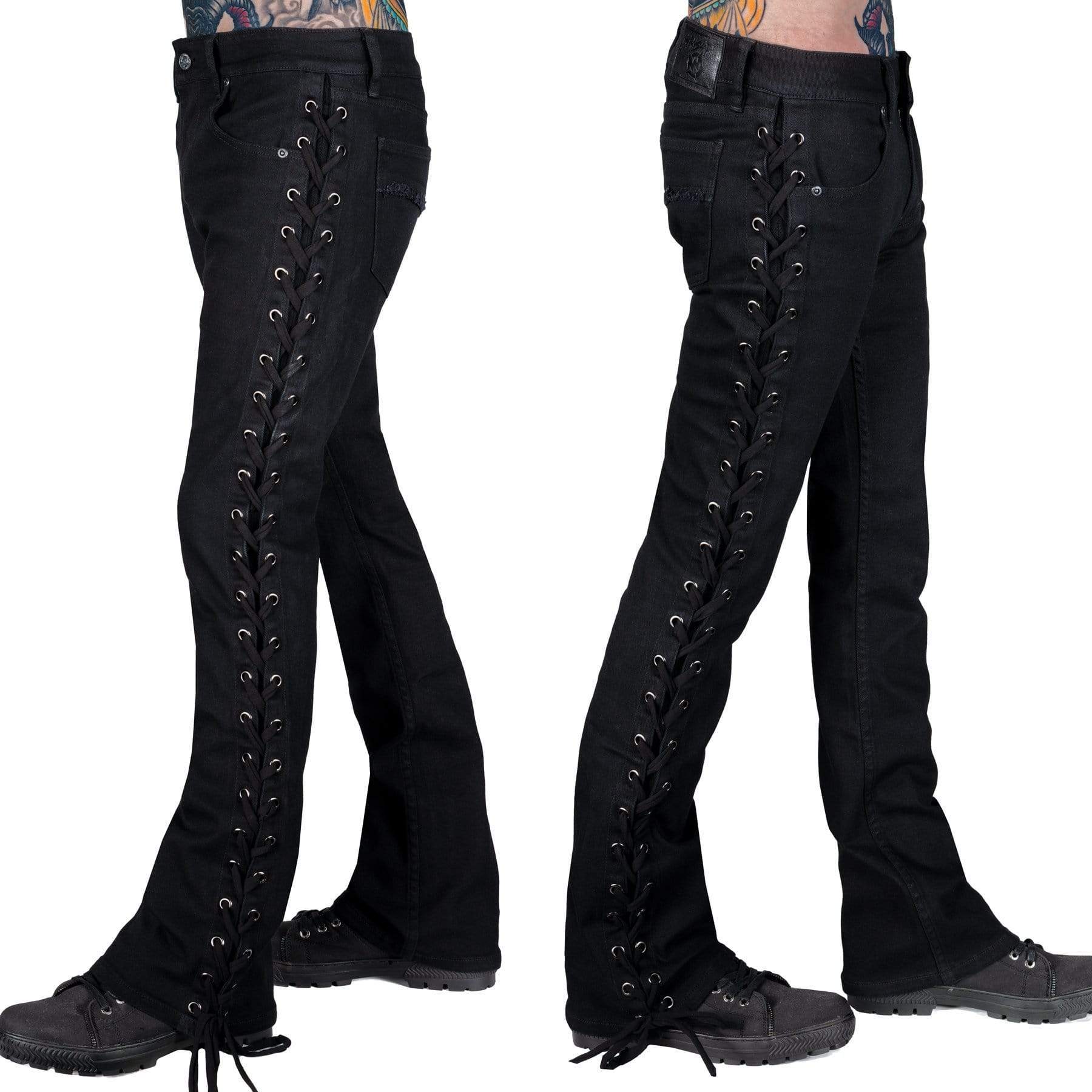 Essentials Collection Pants Hellraiser Side Laced Jeans - Black