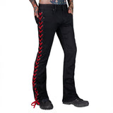 Jeanius Bar Collection Pants 27 / Red Lacing Hellraiser Side Laced Jeans - Colored Lacing