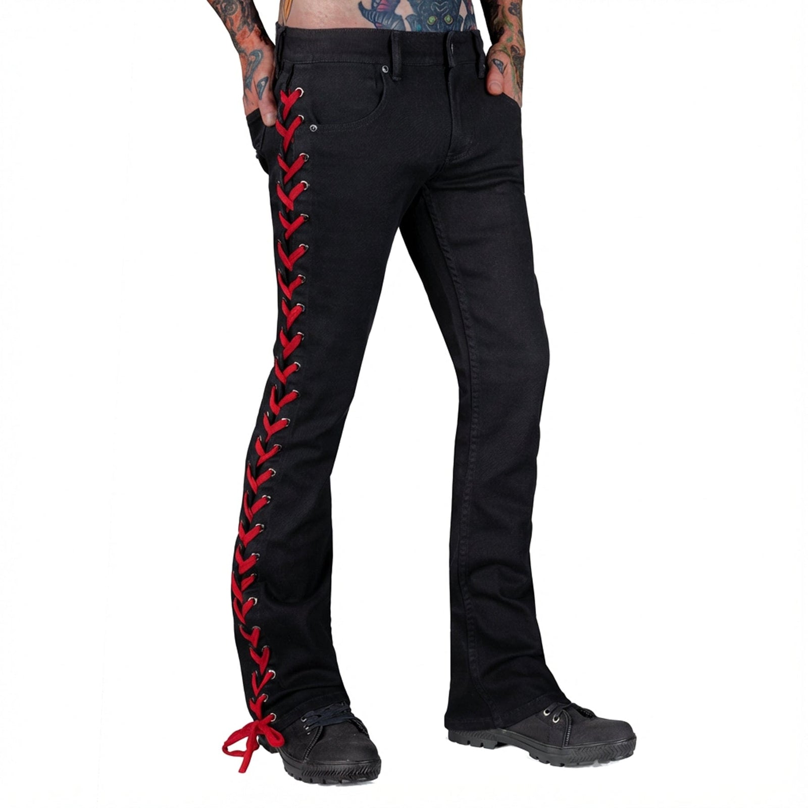 Jeanius Bar Collection Pants Hellraiser Side Laced Jeans - Colored Lacing