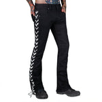 Jeanius Bar Collection Pants 27 / Silver Lacing Hellraiser Side Laced Jeans - Colored Lacing