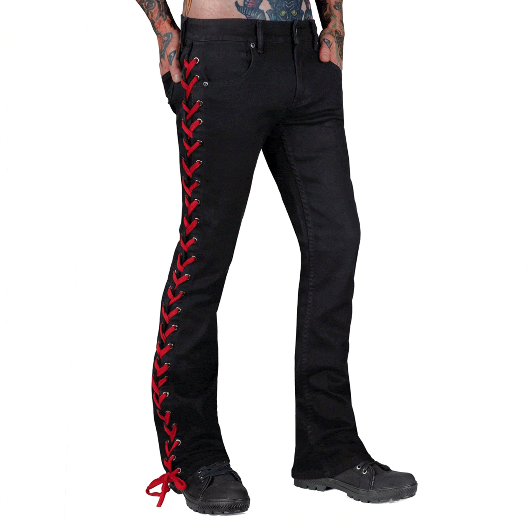 Jeanius Bar Collection Pants Hellraiser Side Laced Jeans - Colored Lacing