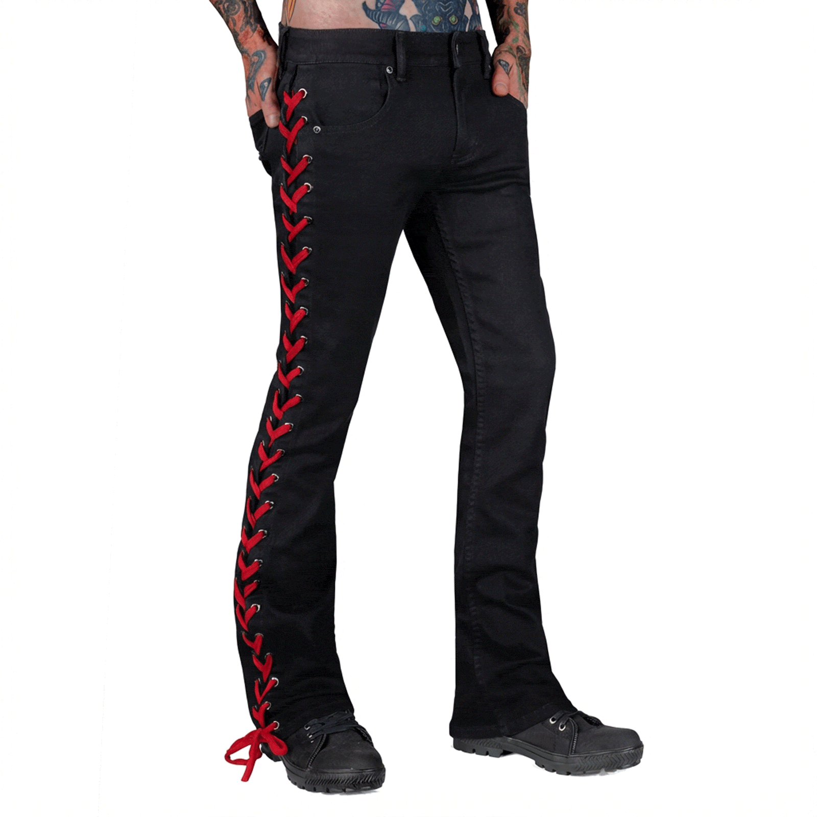 Jeanius Bar Collection Pants Hellraiser Side Laced Jeans - Colored Lacing