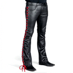 Jeanius Bar Collection Pants Hellraiser Side Laced Waxed Denim Jeans - Colored Lacing
