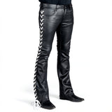 Jeanius Bar Collection Pants 27 / White Lacing Hellraiser Side Laced Waxed Denim Jeans - Colored Lacing