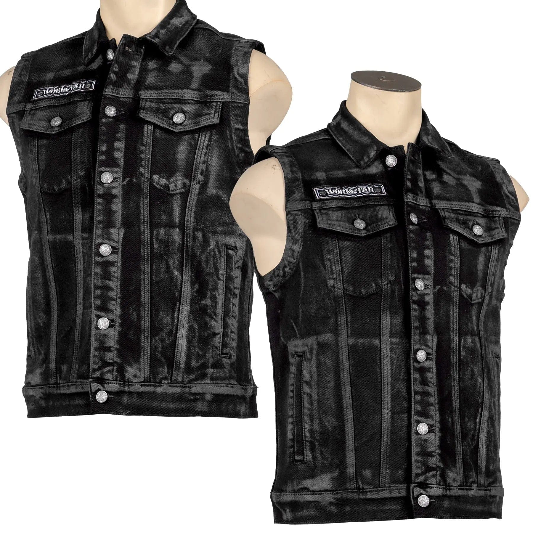 Jeanius Bar Collection Jacket Wornstar Custom Vest - Smokewashed