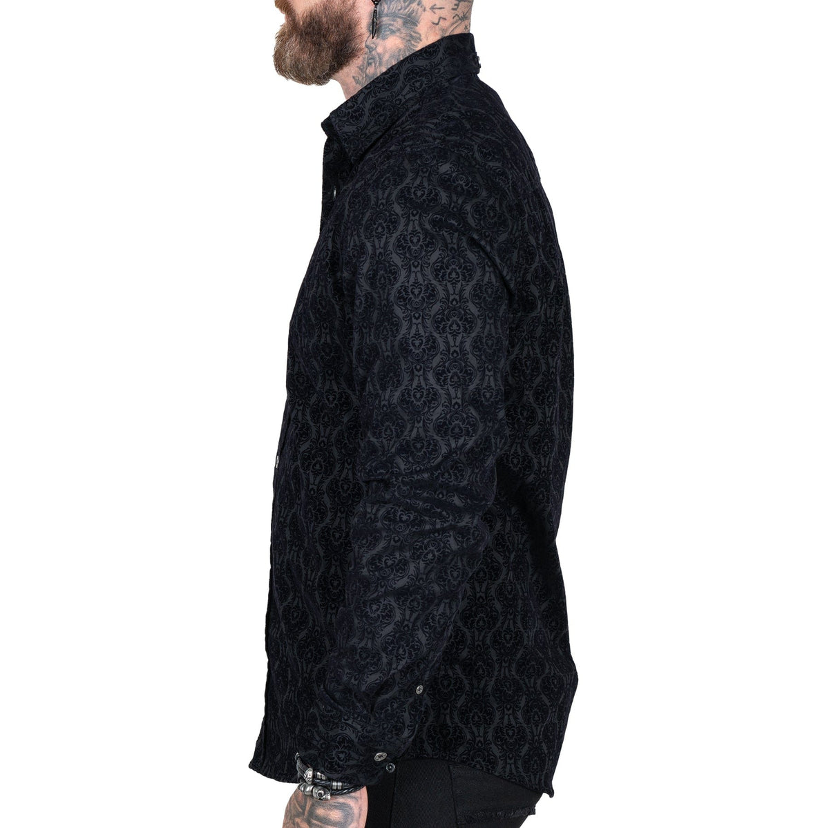 Wornstar Clothing Mens Long Sleeve Shirt. Amaryllis Black Button Down Shirt.