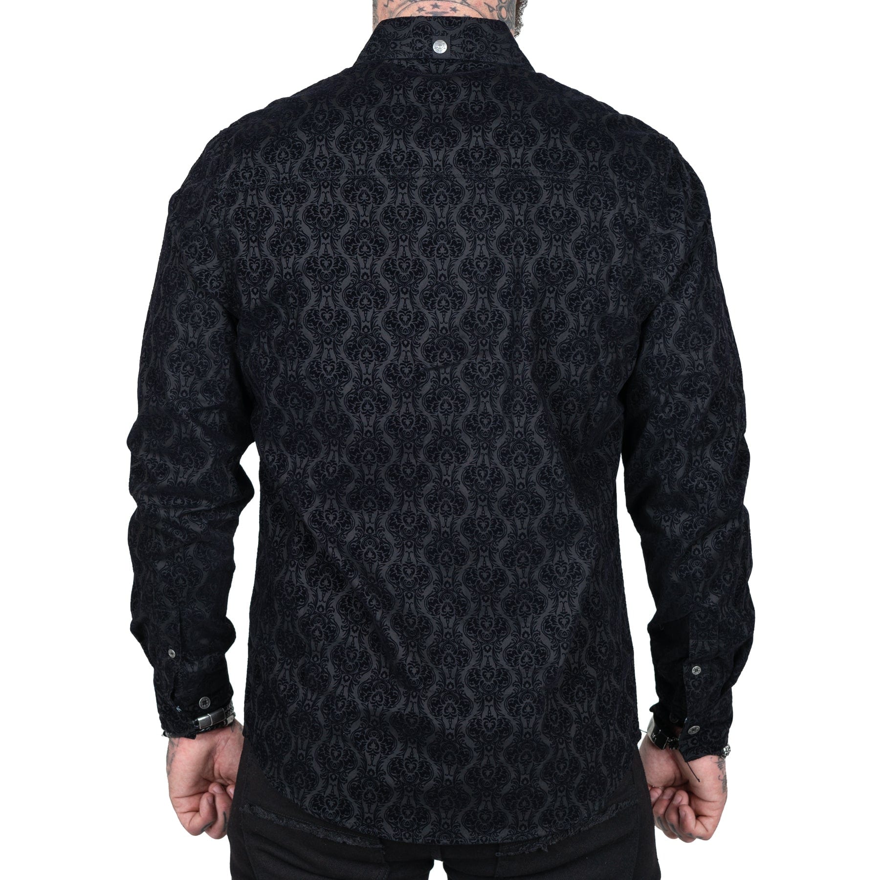 Wornstar Clothing Mens Long Sleeve Shirt. Amaryllis Black Button Down Shirt.