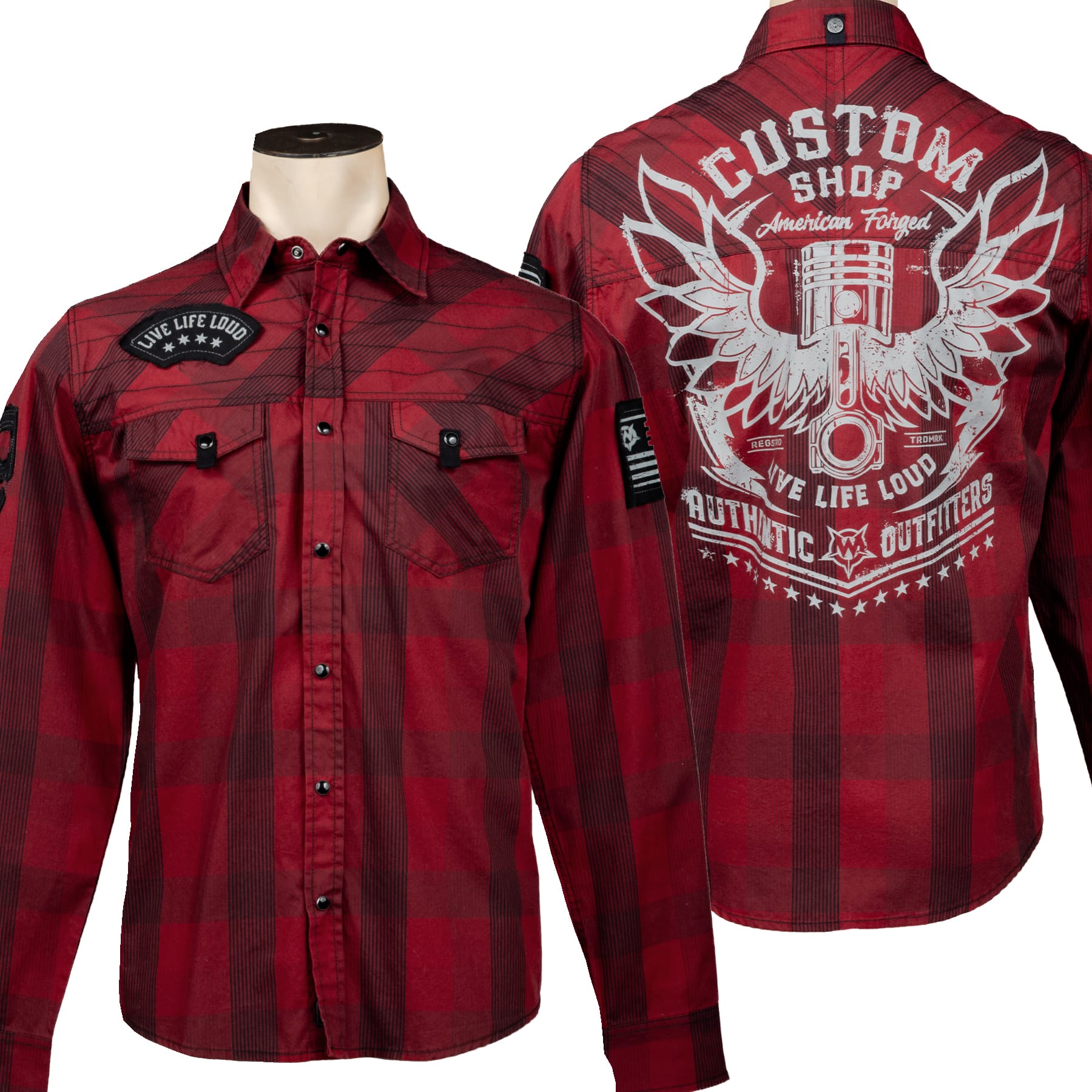 Rocknrolla Collection Button Down Rocknrolla Shirt - Dark Red