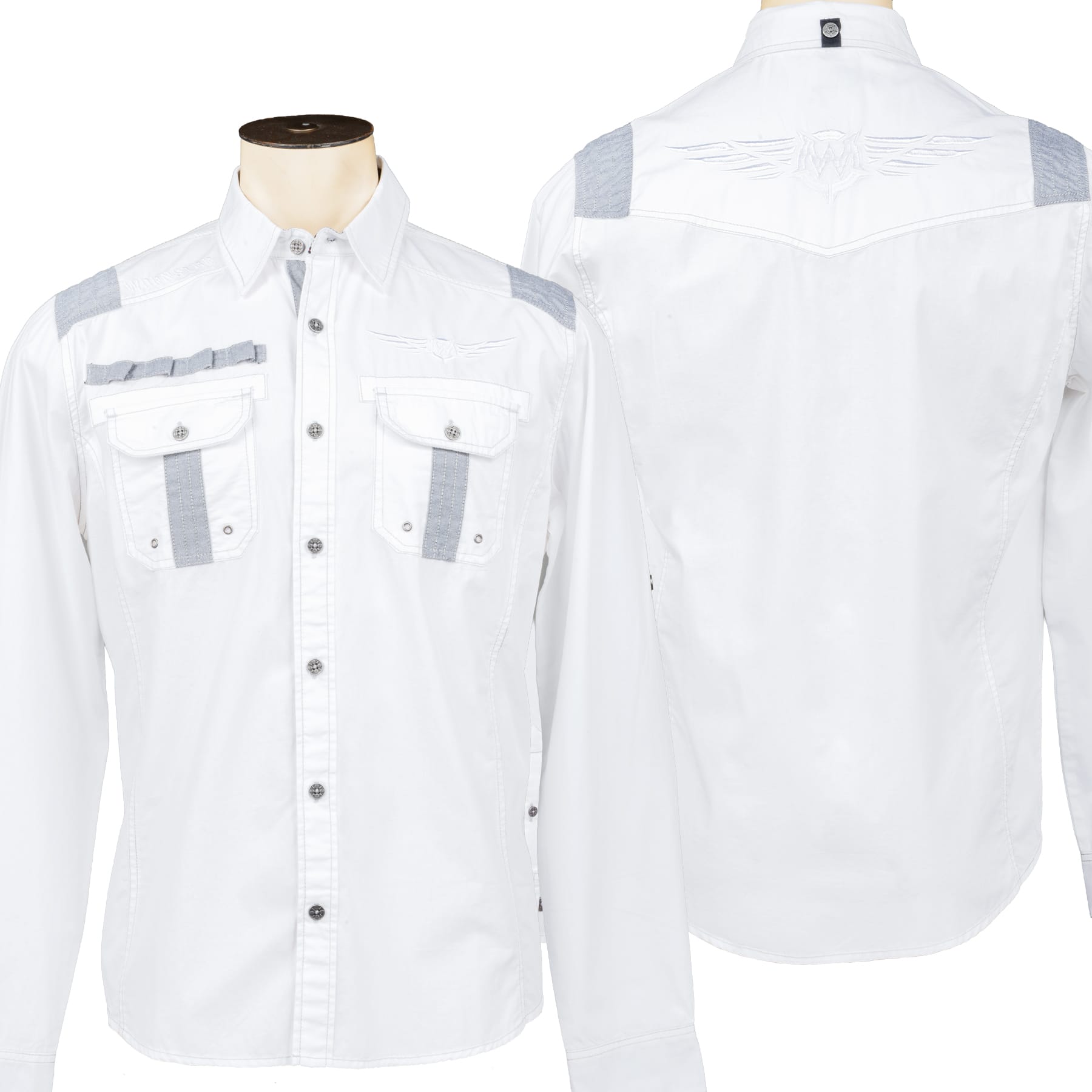 Rocknrolla Collection Button Down Rocknrolla Shirt - Machine Shop - White