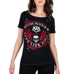 Wornstar Clothing Womens Tee. Magna Vita Skull Tee - Black