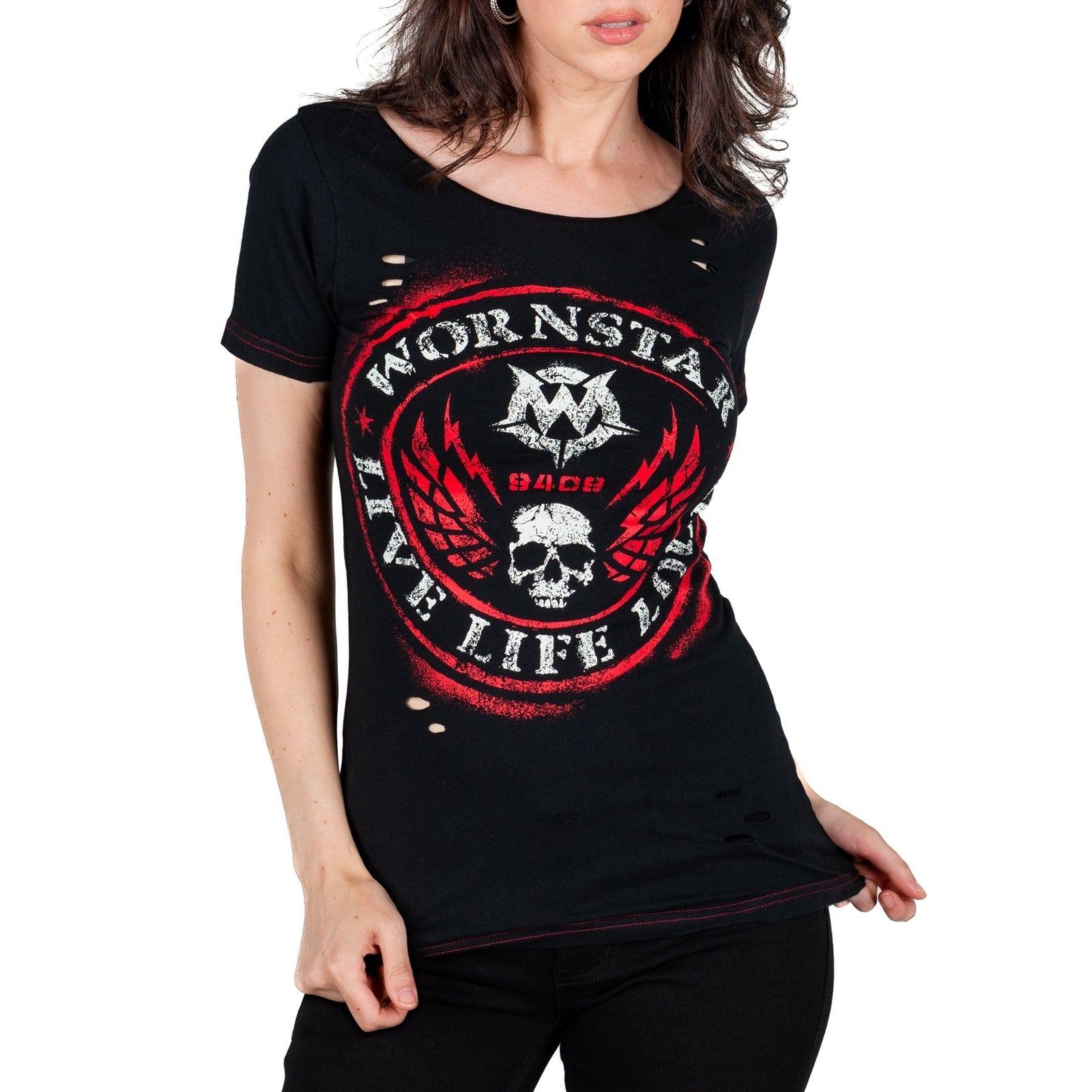 Wornstar Clothing Womens Tee. Magna Vita Skull Tee - Black