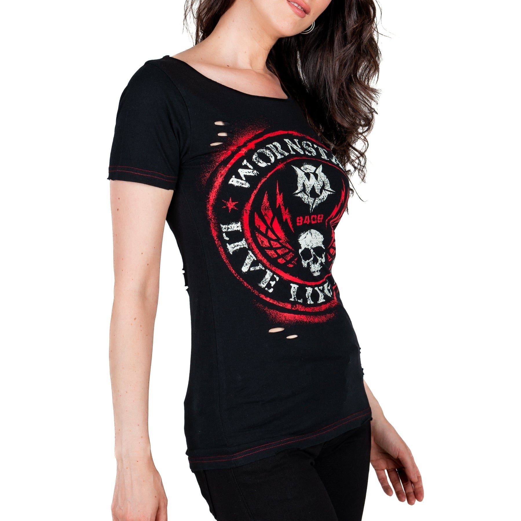 Wornstar Clothing Womens Tee. Magna Vita Skull Tee - Black