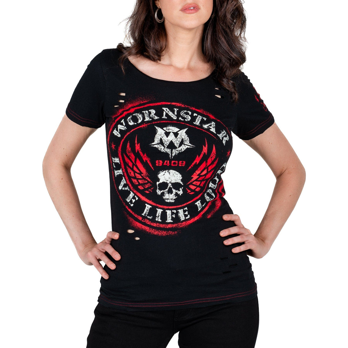 Wornstar Clothing Womens Tee. Magna Vita Skull Tee - Black