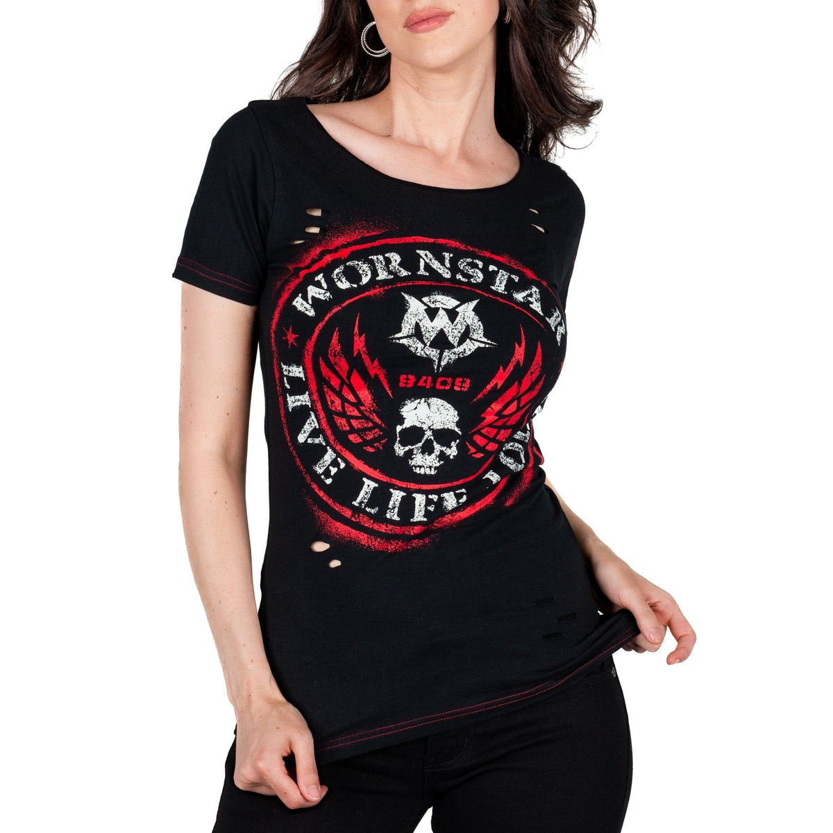Wornstar Clothing Womens Tee. Magna Vita Skull Tee - Black