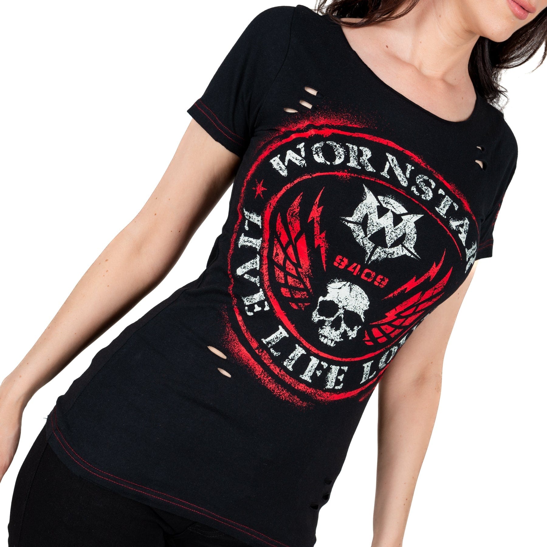 Wornstar Clothing Womens Tee. Magna Vita Skull Tee - Black