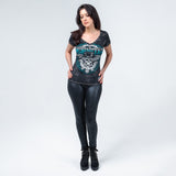 Wornstar Clothing Womens Skull T-Shirt Elegantly Wasted Womens Tee - Black