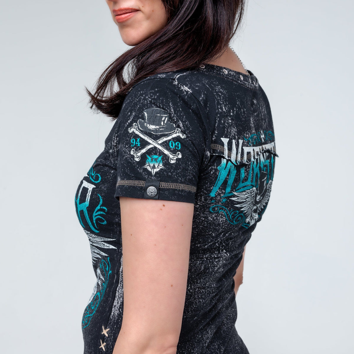 Wornstar Clothing Womens Skull T-Shirt Elegantly Wasted Womens Tee - Black