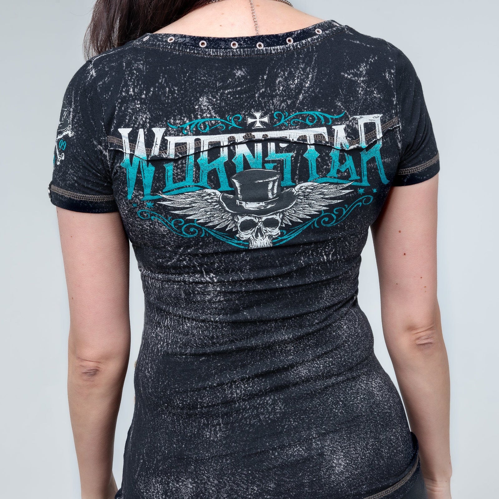 Wornstar Clothing Womens Skull T-Shirt Elegantly Wasted Womens Tee - Black