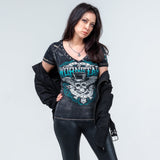 Wornstar Clothing Womens Skull T-Shirt Elegantly Wasted Womens Tee - Black