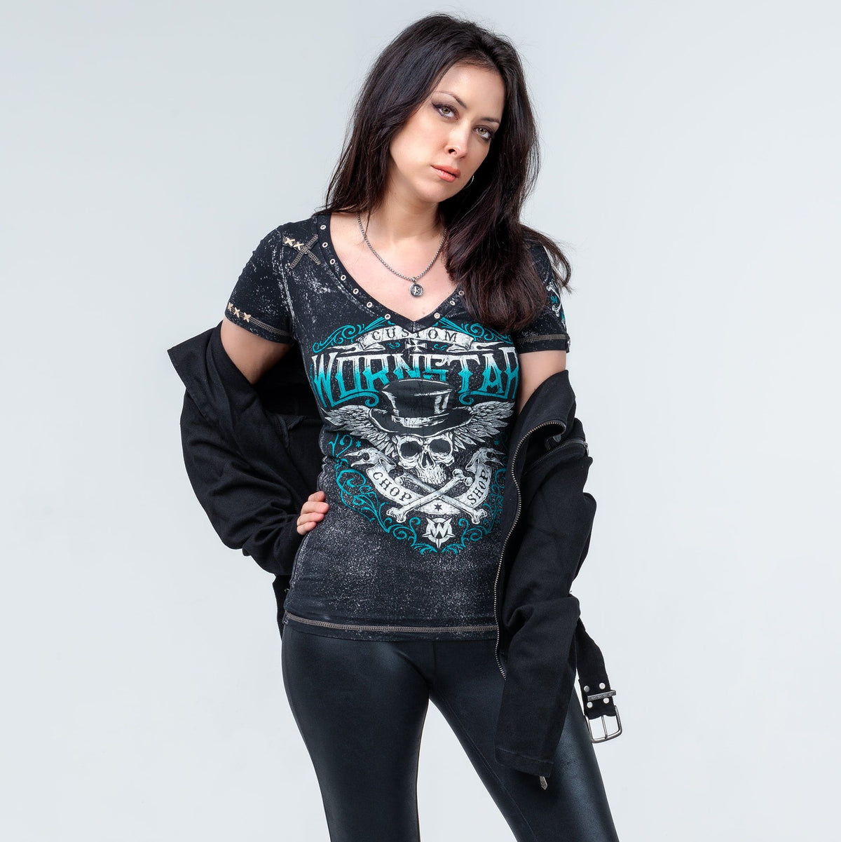 Wornstar Clothing Womens Skull T-Shirt Elegantly Wasted Womens Tee - Black