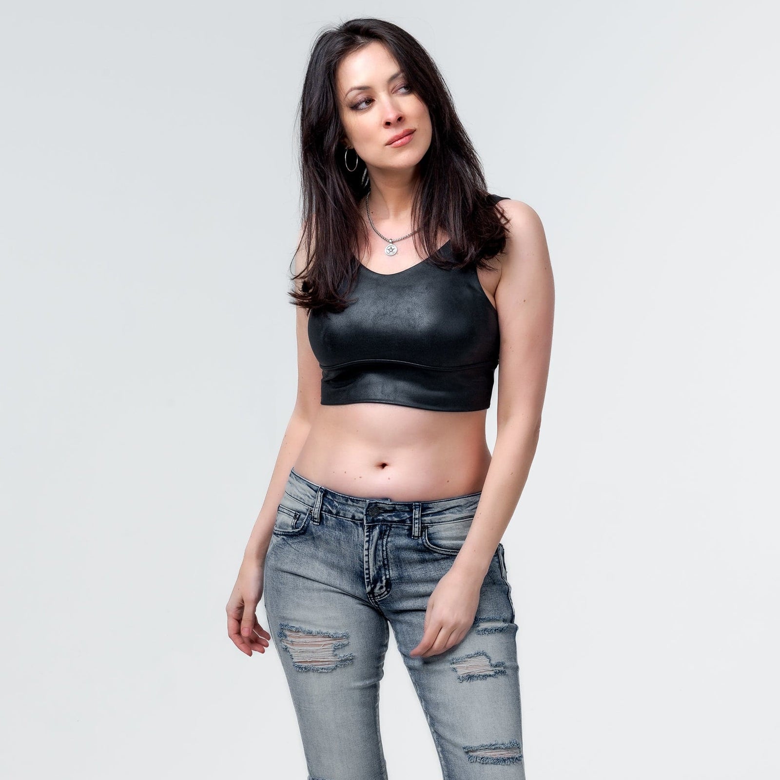 Wornstar Clothing Womens Tank Top Fearless Crop Leather Tank Top - Black