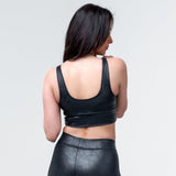 Wornstar Clothing Womens Tank Top Fearless Crop Leather Tank Top - Black