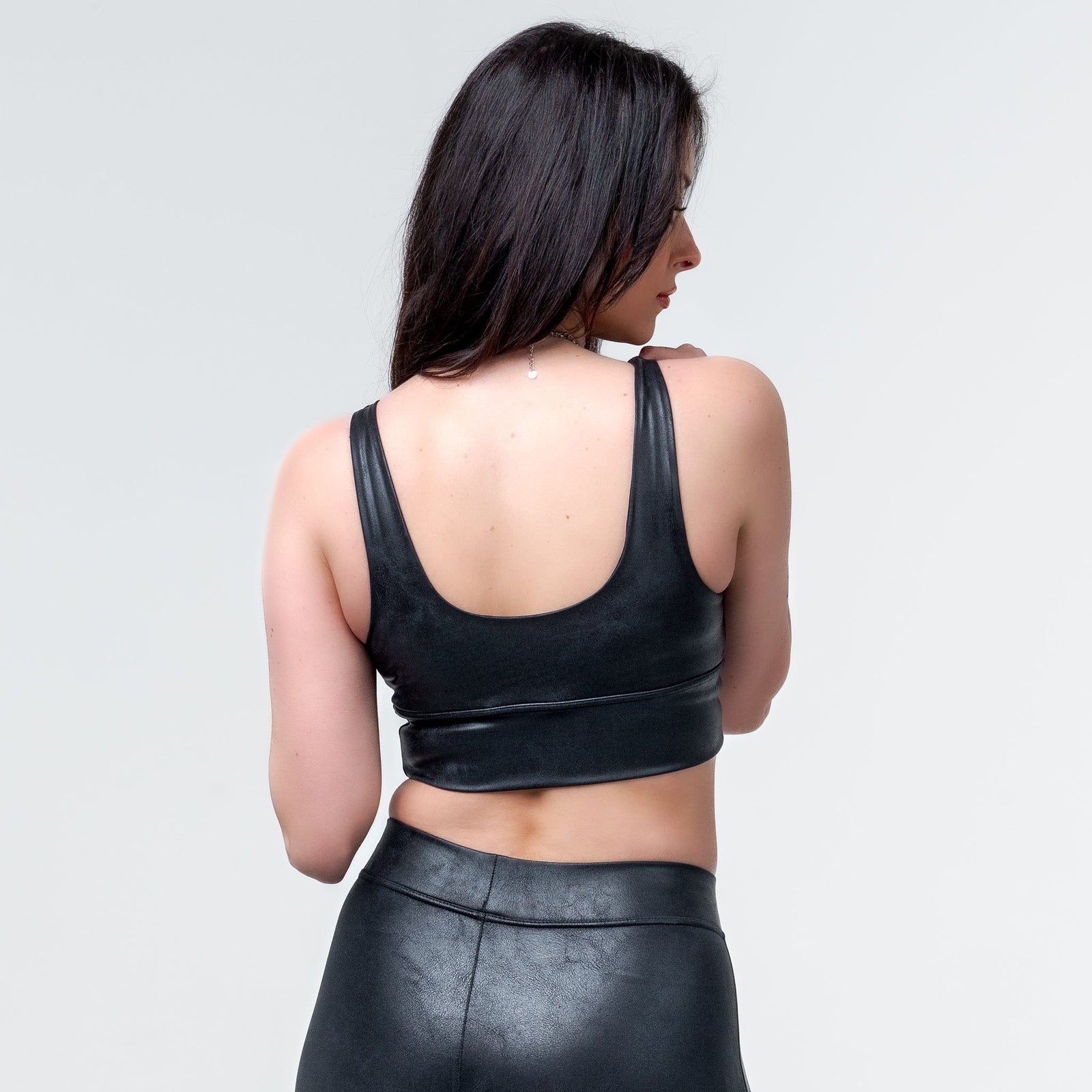 Wornstar Clothing Womens Tank Top Fearless Crop Leather Tank Top - Black