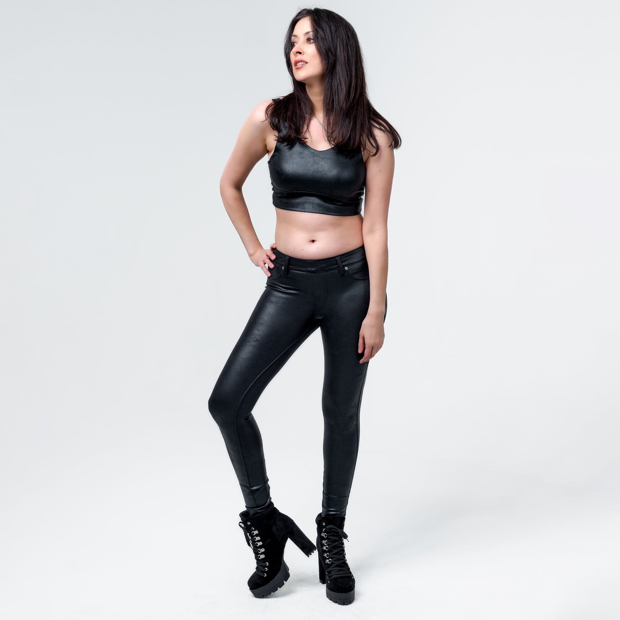 Wornstar Clothing Womens Tank Top Fearless Crop Leather Tank Top - Black