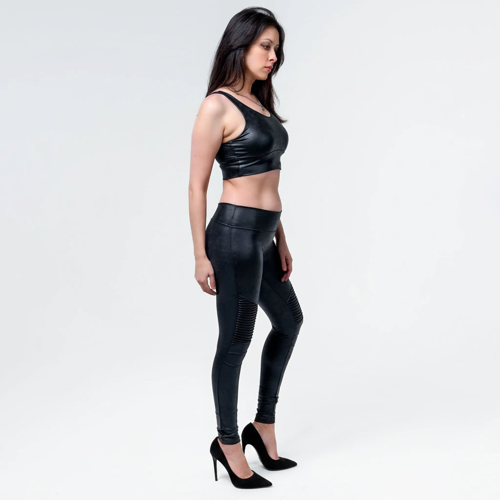 Wornstar Clothing Womens Leggings. Fearless Leather Moto Leggings - Black