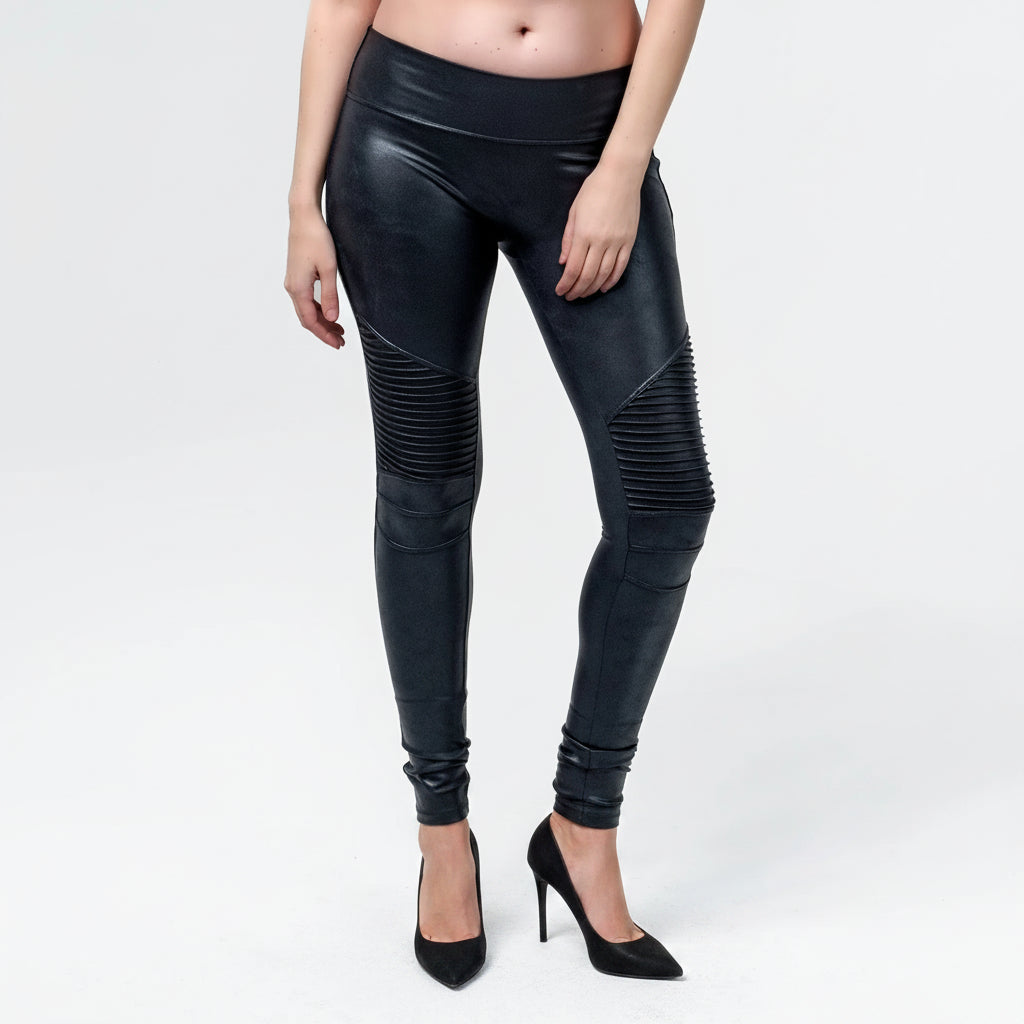 Wornstar Clothing Womens Leggings. Fearless Leather Moto Leggings - Black